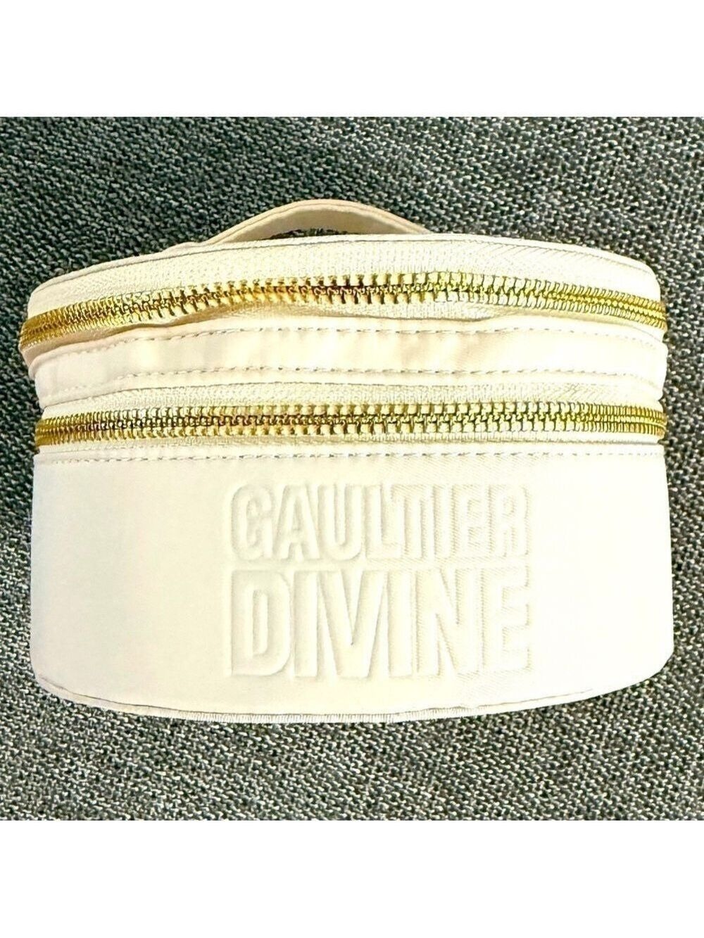 Gaultier Divine Vanity Case Pouch Cosmetic Bag Cream Golden New Authentic